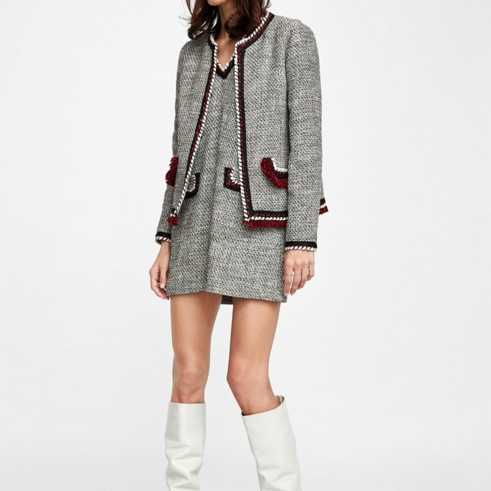 Zara Black and White Tweed Jacket with dress